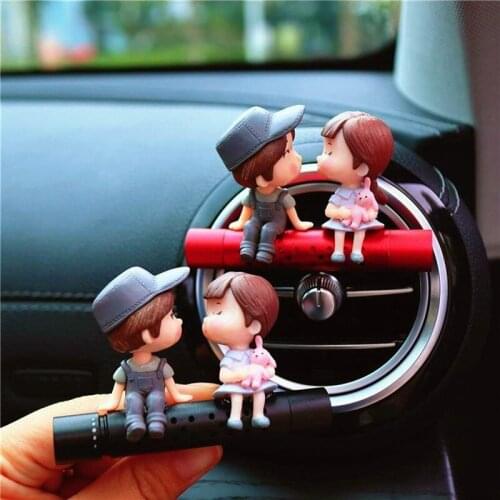 GISAEV Car Air Freshener Cartoon Girl Riding Broom Cute Car Accessories Interior Perfume Metal Aromatherapy Vent Clip Ornament