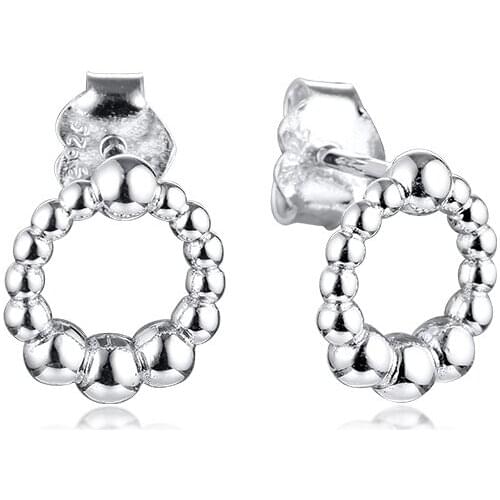 CKK Earrings Beaded Circle Stud Earring for Women Sterling Silver 925 Jewelry aretes Pendientes kolczyki Earing Brincos