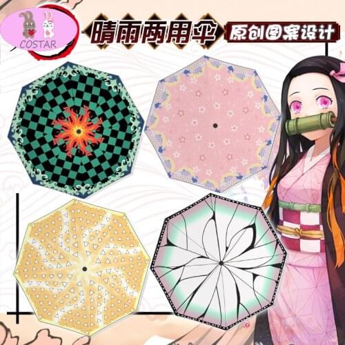 COSTAR Anime Demon Slayer Tanjirou Nezuko Zenitsu Giyuu Shinobu Inosuke Printed Umbrella Parasol Cosplay Fans