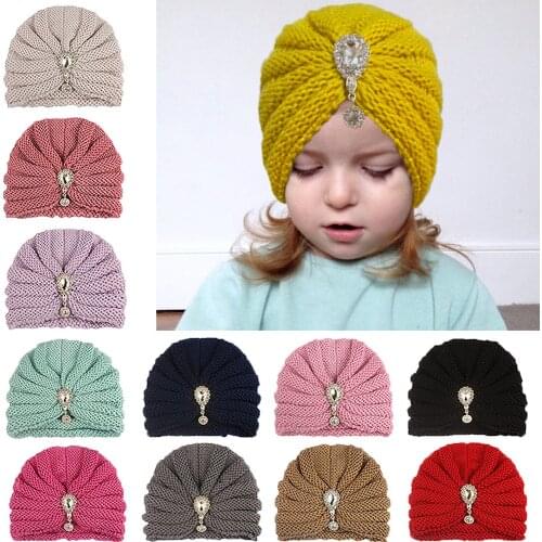 Baby Headband Hat Infant Baby Girl Boy Winter Beanie Flower Warm Cap Crochet Knitted Pearls Hat Turban Baby Hair Accessories