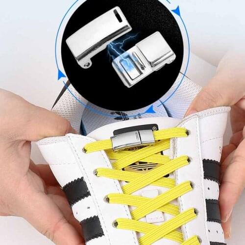 Elastic Shoelaces Magnetic Metal Lock No Tie Shoelace Simple Installation Convenient Child Aldult Lazy Laces Shoe Accessories