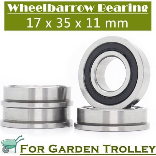 F6003 Wheelbarrow Bearing 17x35x10mm ( 4 PCS ) Push truck Garden Trolley 17 Garden Cart Wheel Flange Ball Bearings