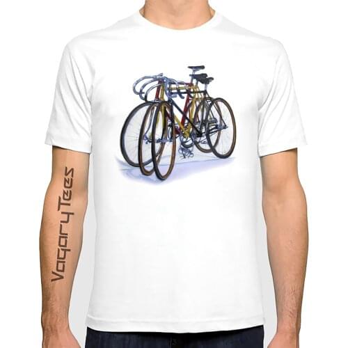 Track Bike Art T-Shirt Classic Fixed Gear Bicycle Shirt Summer Three Bikes Together Fixie Cycling Print Mens Casual Tops Tees