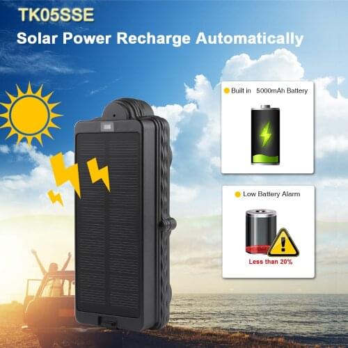 TK05SSE solar sun powered gps tracker with IP67 waterproof magnet solar vehicle containers online gps truck gps for car trailer