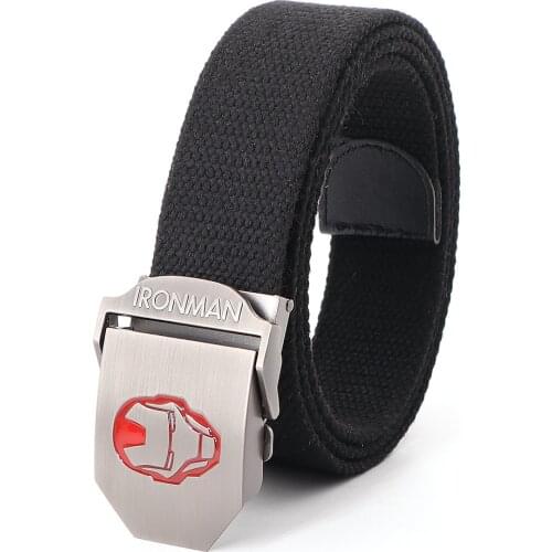 Men&Women Iron Man Fashion thick Canvas belt Automatic buckle Tactical Military Canvas Belt Trendy Fashion Metal Buckle Belt
