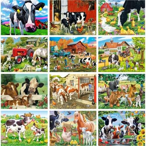 HUACAN Full Square Diamond Painting Cow Handicraft Diamond Embroidery Cross Stitch Animal Decor For Home