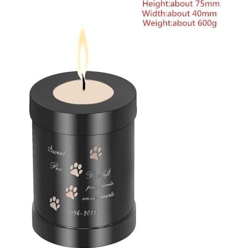 IJU045 Engraved Pet Dog Memorial Candle Urn for Ashes-Cute Paw Print Pet Cremation