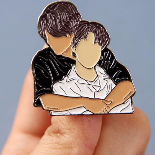 K-pop Band Sweet Jinmin Hugging GAY LGBTQ Pride Enamel Brooch Pin Hat Bag Collar Lapel Pins Badges Fashion Jewelry Accessories