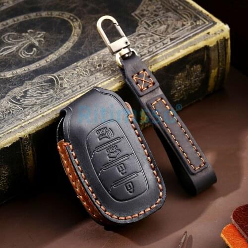 Hight quality Leather Key Shell Cover Case For Hyundai Creta I10 I20 Tucson Elantra Santa Fe 2016 2017 2018 key case keychain
