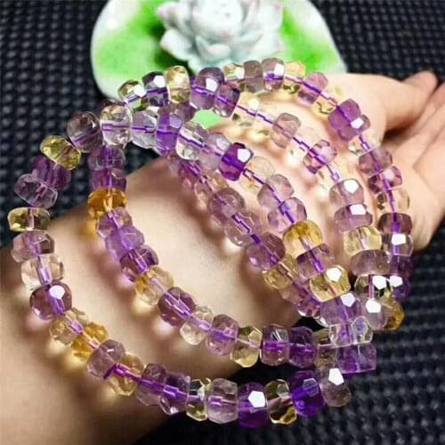 Fashion Natural Purple Yellow Oval Crystal Beads Bracelet Genuine Natural Gems Stone Stretch Bracelet Femme Drop Shipping