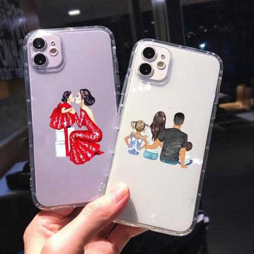 Fashion Happyness Mom Baby Phone Case For iPhone XS Max 12 11 Pro X XR 8 7 SE2020 6Plus Cartoon Clear Soft Silicone Cover Fundas