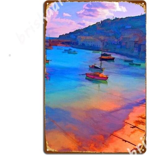 Mousehole Harbor, Cornwall - Uk Metal Signs Cinema Garage Club Bar Customize Plates Tin sign Posters