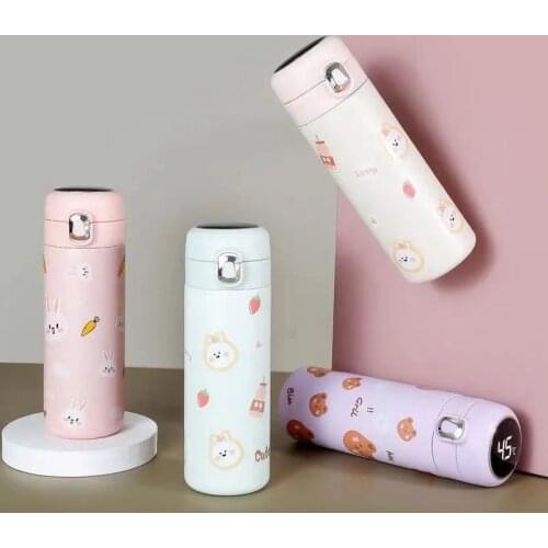 Cartoon Portable Thermos Temperature display 304 Stainless Steel Inner Thermos Cup Anime Cartoon Childrens Warm Water Cup 1pc