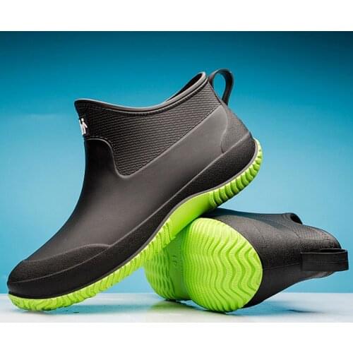Men women rain shoes new fashion warm boots with fleece short rain boots kitchen non-slip shoe outdoor car wash waterproof shoes