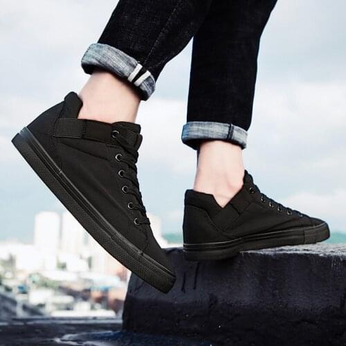 Mens Casual Shoes Autumn Shoes Men High Quality Fashion Black Shoes High Canvas Shoes Men Non-slip Wear Shoes For Men Platform