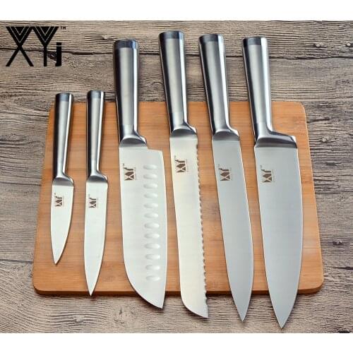 XYj 6pcs set Kitchen knife Stainless Steel Bread Meat Fruit Vege Knife Non-Stick Blade Light Weight Handle Kitchen Tool