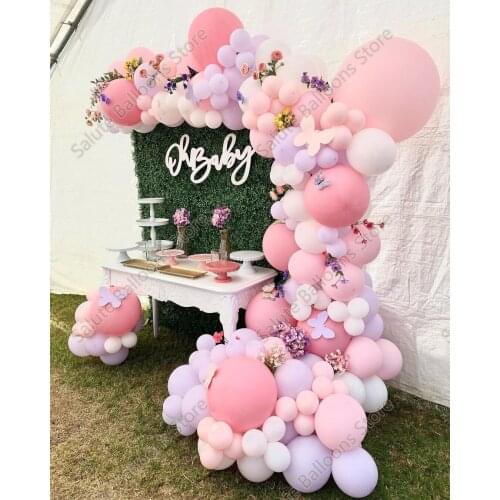 151 Pieces of Balloon Kit Wedding Decoration Double Layer Purple and White Balloon Arch Birthday Party Baby Shower Decoration