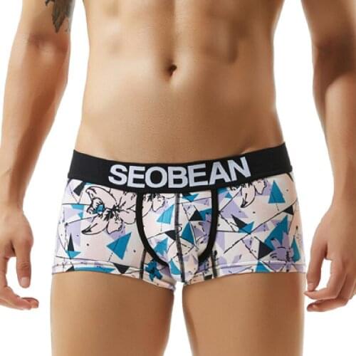 New SEOBEAN Mens Boxer Underwear Cotton Sexy Mens Underwear Brand Boxer Sexy underwear