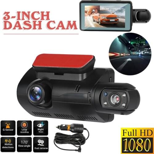 New Dual Lens Car Dash Cam 1080P HD DVR Video Recorder Night Vision Camera 3" LCD Screen USB 2.0 Vehicle Dash Camera
