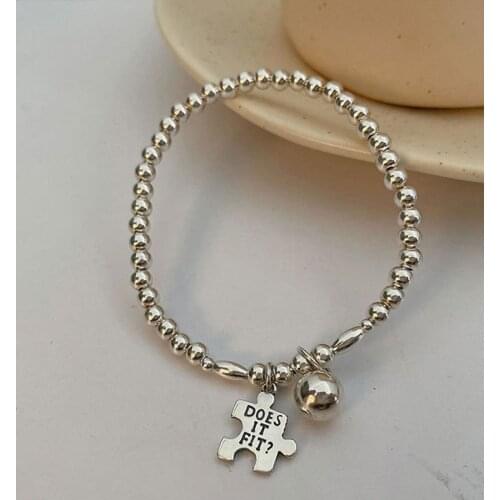 PANGJERY 925 Sterling Silver Beaded Bracelet for Women Fashion Simple Puzzle Geometric Party Minimalist Jewelry Gifts