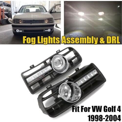 Fog Lights Assembly DRL Front Bumper Lower Grille With Turn Signal Fit For VW Golf 4 Variant 4Motion 1998-2004 Car Accessories