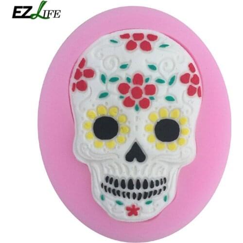 Halloween Skeleton Head Skull Silicone DIY Chocolate Candy Molds Party Cake Decoration Mold Pastry Baking Decoration Tools
