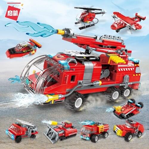 Building blocks assembled childrens toy fire truck car boy toys building blocks educational girl toys bricks Model
