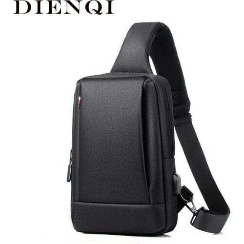 DIENQI Multifunction Shoulder Bags Men Large Capacity Mens Messenger Bag Waterproof Cross Body USB Charging Travel Male Bags