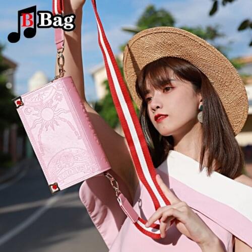 Anime Card Captor Sakura Cute Wing Shoulder bag Womens Girl messenger bag female Handbag Lolita Sweet clutch bag PU Bag Gift