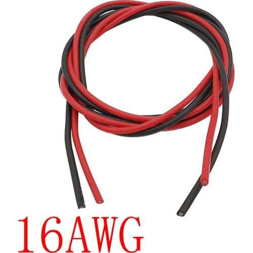 Heat-resistant Silicone Wire 16AWG High Temperature Heatproof Soft Silicone Silicon Wire Cable 1Meter Black+1Meter Red