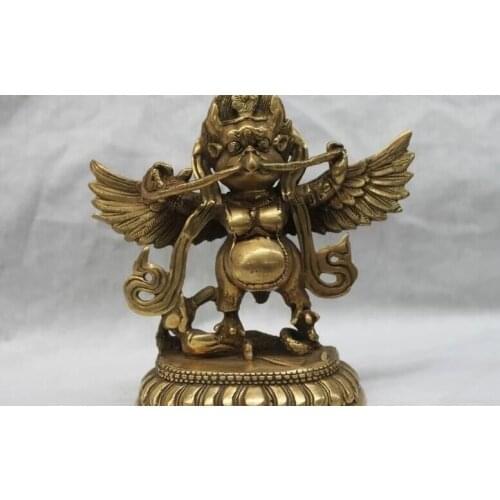 Tibet Buddhist Brass Copper Garuda Bird God Tutelary Deity Buddha Statue
