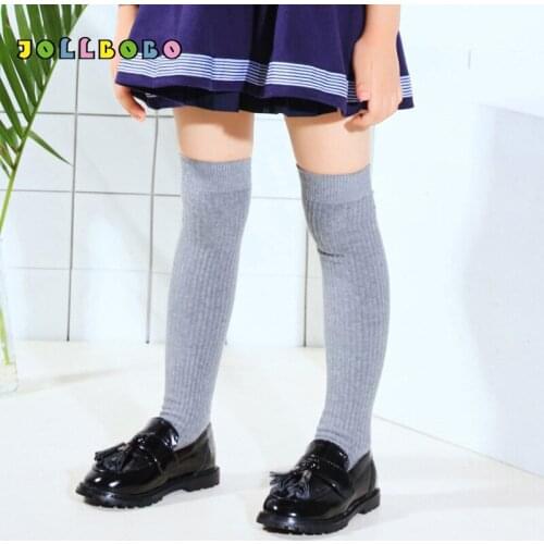 Kids Stockings for Girls 3-11Y 2018 Autumn Winter Solid Over The Knee Pinstripes Cute Childrens Warm Stockings Christmas Cotton
