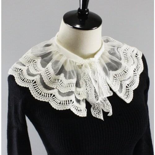 Adult Lace Fake Collars for Women Shirt Blouse Detachable Collar White Flase Collars Shwal Female Sweater Dress Clothes Decor