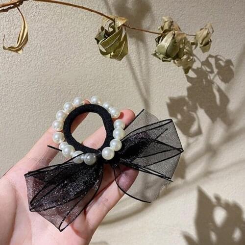 1 Colors Woman Elegant Pearl Hair Ties Beads Girls Scrunchies Rubber Bands Ponytail Holders Hair Accessories Elastic Hair Band