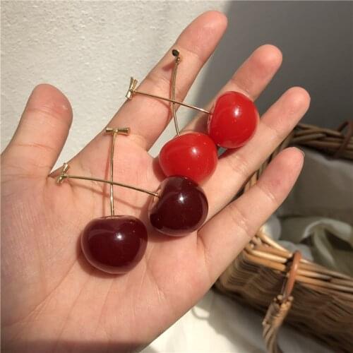 2020 New Japan Korean Cherry Shaped Drop Earrings For Women Sweet Girls Cute Brincos Line Pendientes Jewelry Gifts