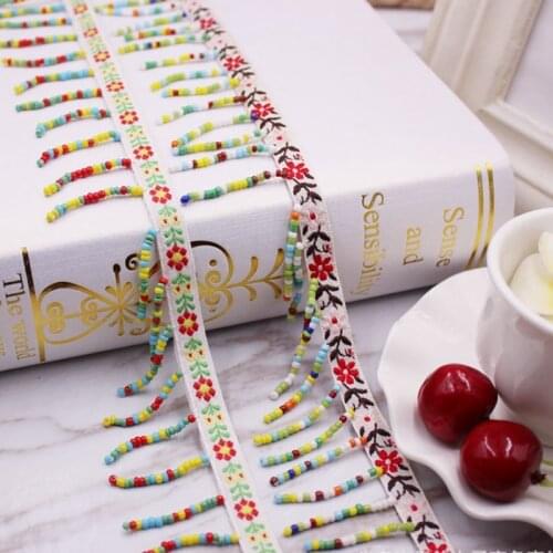 1Yards Ethnic silk tassel fringe trim Embroidery Lace Trim Tassels for Jewelry Diy Sewing Clothes Accessories Fabric Lace Ribbon