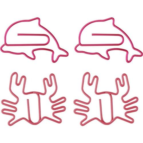 10pcs Crab Shaped Paper Clip Animal Pin Colored Swivel Paperclip Seafood Whale Shape Bookmark Clamp Safety Pin Binding Supplies