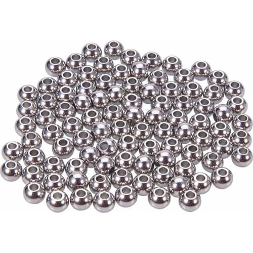 100Pcs 6mm 304 Stainless Steel Metal Spacer Beads Round Loose Beads Charms for DIY Jewelry Bracelet Necklace Making Art Craft