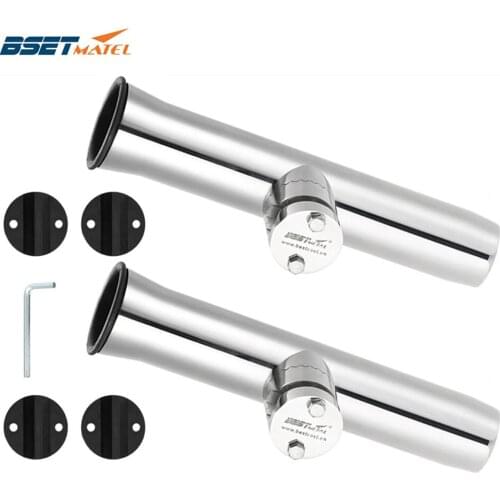 2PCS stainless steel 316 fishing rod holder rack pole bracket support with clamp on 19 to 32mm marine boat hardware