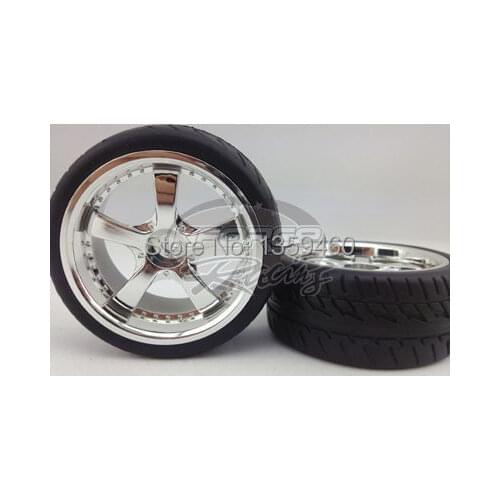 4pcs 1/10 Touring Tires Tyre Wheel Rim W5S2C(Chrome) 4mm offset fits for 1:10 Touring Car 1/10 Tire