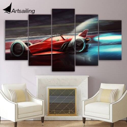 5 piece canvas painting speed sports car red race HD posters and prints canvas painting for living room free shipping XA-1993A