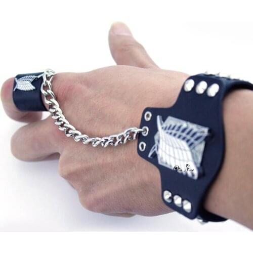 Anime Attack on Titan Japanese Leather Bracelet Cosplay Accessories Shingeki No Kyojin Cosplay Props Scouting Legion Men Women