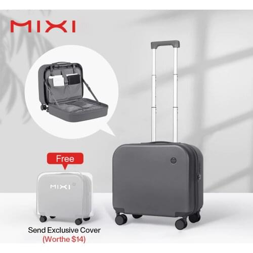 Mixi Patent Design 18 Inch Carry On Suitcase Men Boarding Cabin Women Luggage Rolling Wheels Travel Bag 38L 100% Polycarbonate