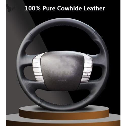 Black Genuine Leather Steering Wheel Cover for volkswagen vw phaeton 2004 2005 2006 2007 2008 2009 2010 2011 2012 2013 2014 2015