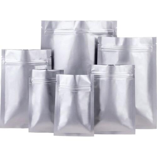 Wholesale Pure Aluminum Foil Square Corner Zip-lock Jewelry Bag Juice Cream Snack Powder Nuts Spice Cereals Packaging Bag