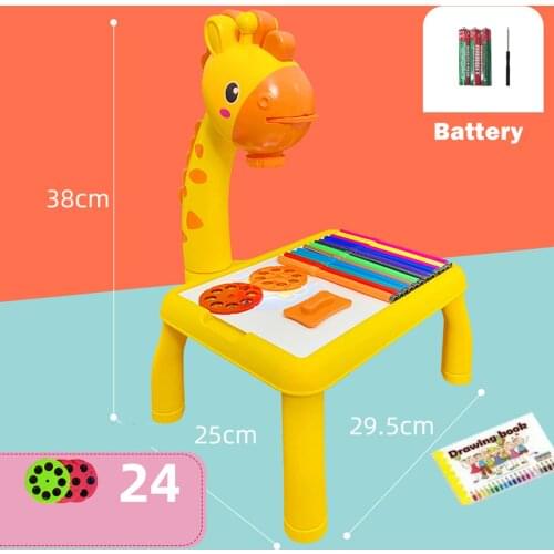 Kids Drawing Desk With Projector Educational Toys With Singing Function Detachable Projection Painting Table Drawing Board Child