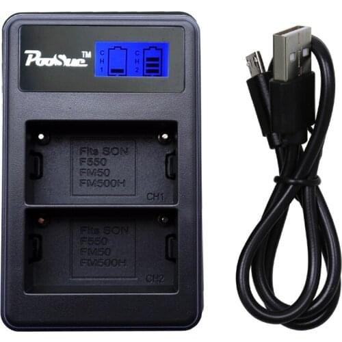 Dual Battery Charger with LCD display NP-F550 NP F550 FM50 NP-FM50 FM500H NP-FM500H