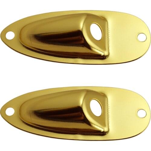 Tooyful 2Pc Boat Style Electric Bass Guitar Metal Output Socket Plates with 4 Screws for ST SQ Electric Guitars