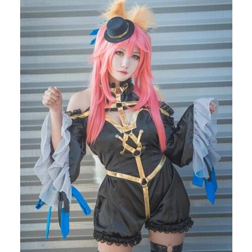 Fate/EXTRA CCC Tamamo no Mae Caster Women Cos Anime Party Cosplay Costume with cosplay wig