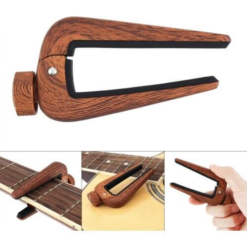 Durable Wood Grain Force Adjustable Zinc Alloy Guitar Capo for Acoustic Classical Guitar & Ukulele